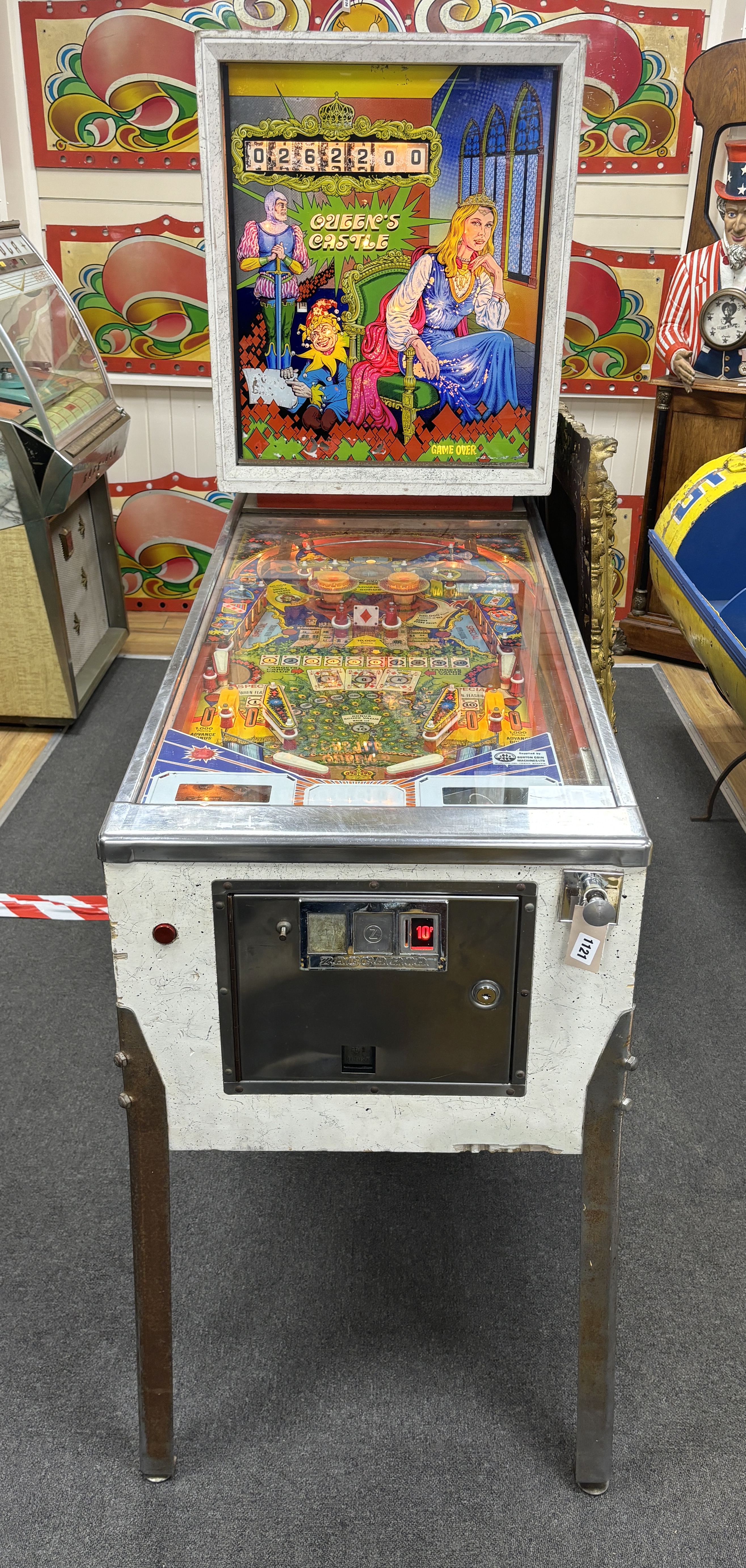 A mid century Queens Castle pinball machine ,length 132cm, width 58cm, height 174cm